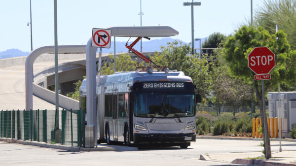 One injured in collision with bus in Victorville.