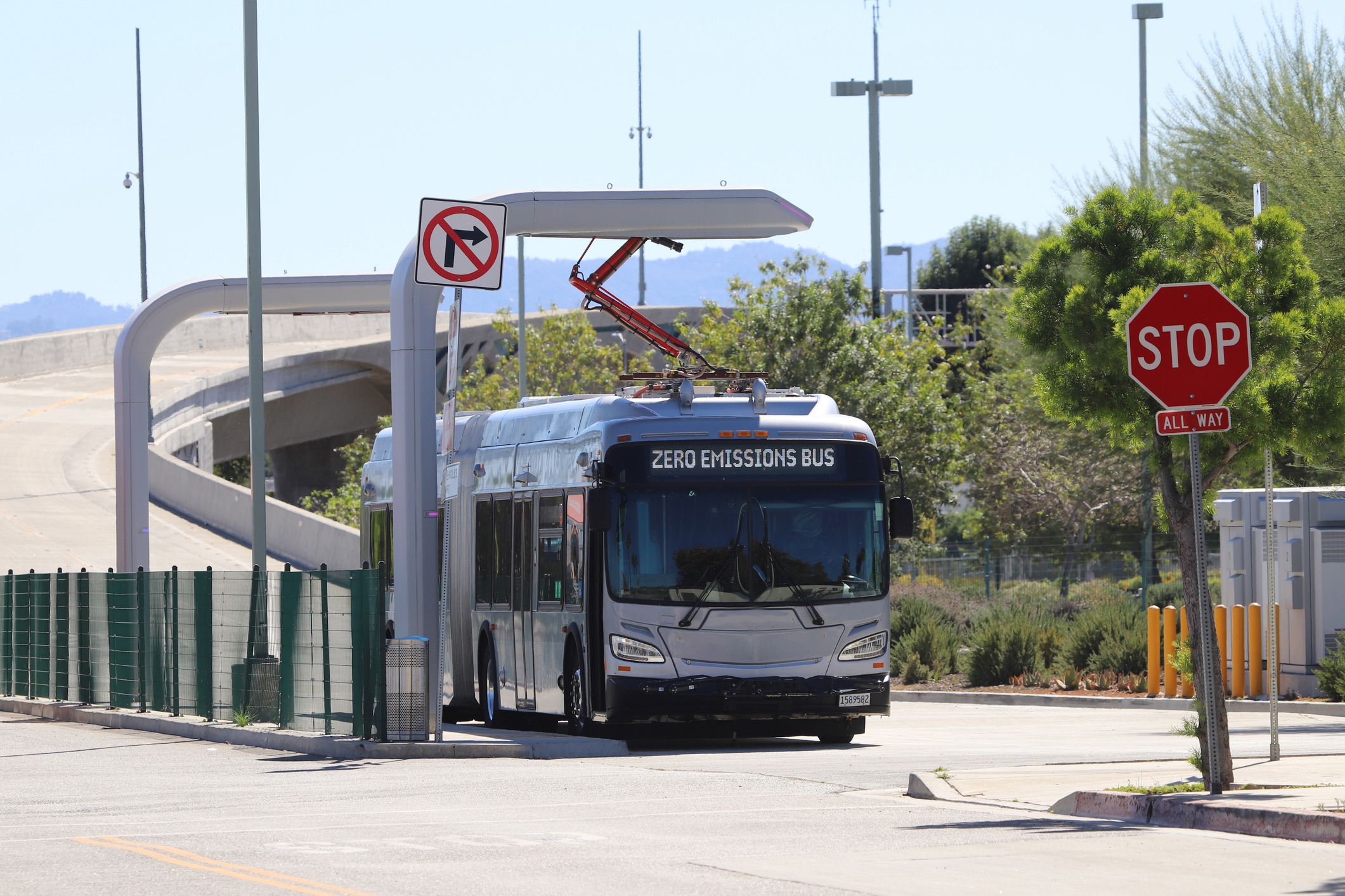 One injured in collision with bus in Victorville.