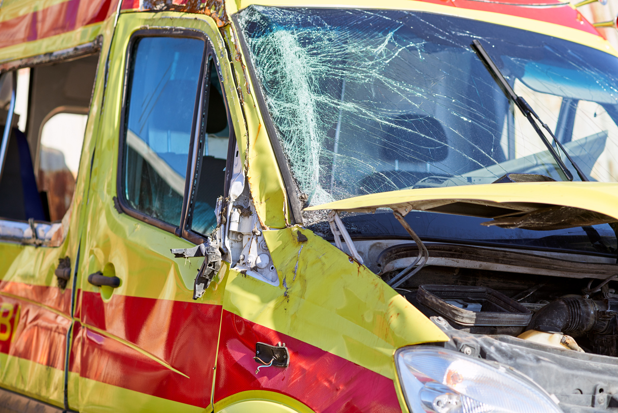 An ambulence crash injured two people in Glendale